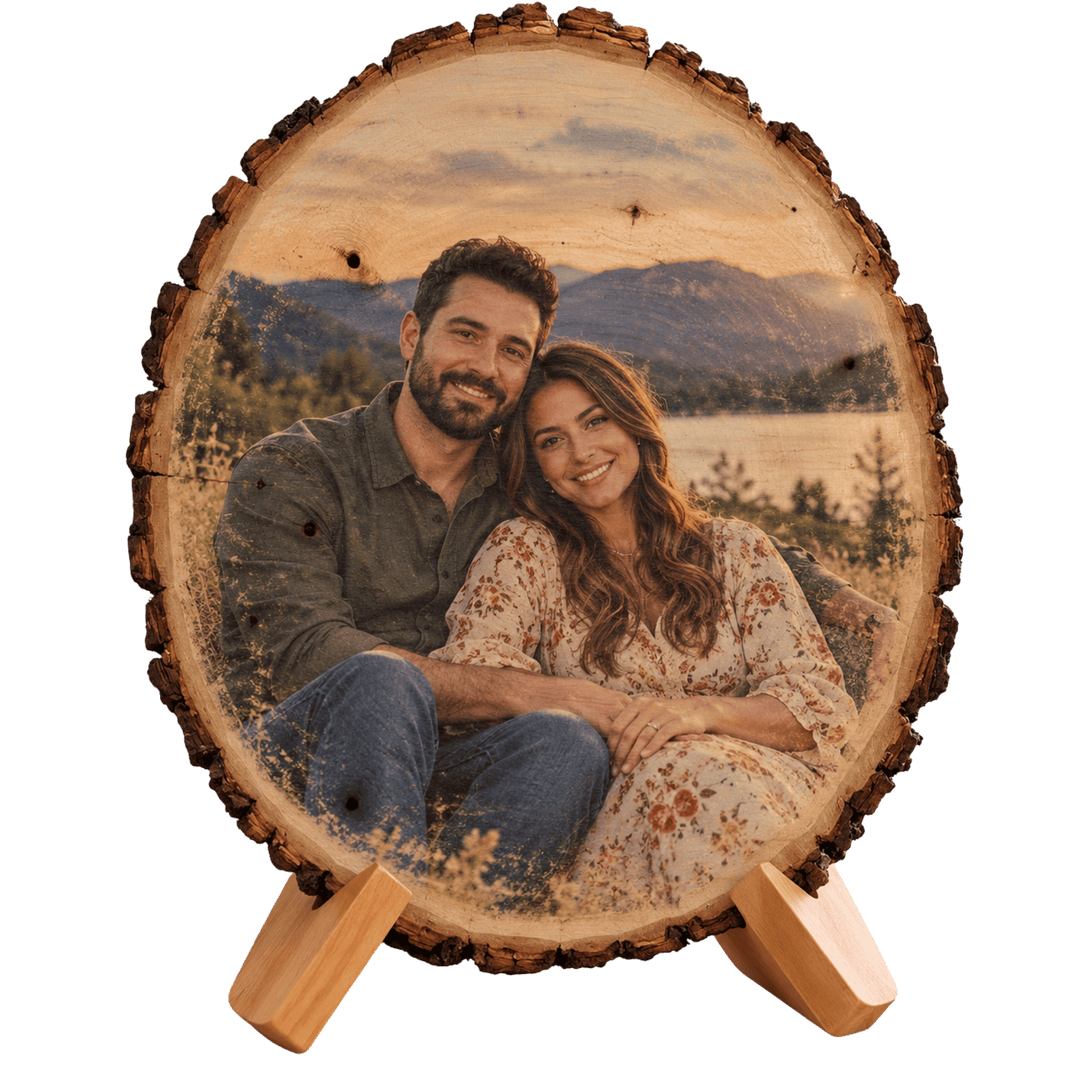 Personalized Oval Wood Photo Plaque | Full Color UV Print | Natural Basswood