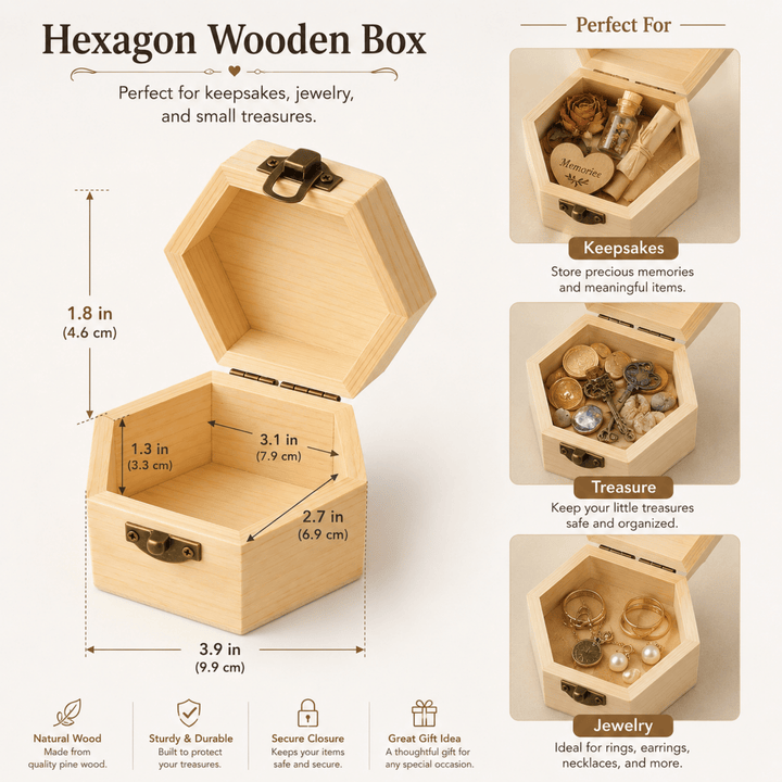 Personalized Wooden Keepsake Box – Custom Laser Engraved Memory &amp; Jewelry Box