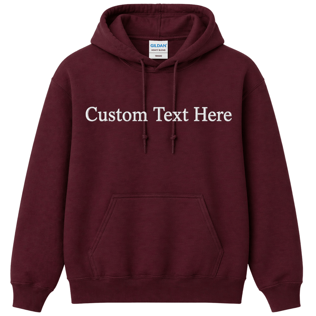 Custom Embroidered Unisex Hoodie | Personalized Name and Text | Gildan 18500 Heavy Blend