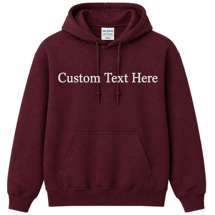 Custom Embroidered Unisex Hoodie | Personalized Name and Text | Gildan 18500 Heavy Blend