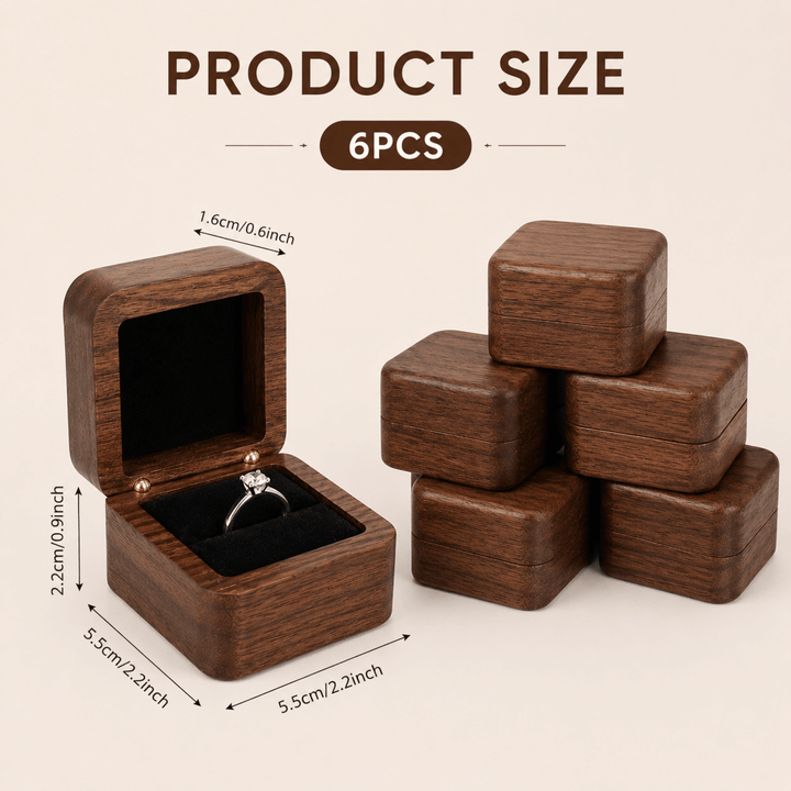 Personalized Wooden Ring Box – Custom Laser Engraved Double Slot Wedding &amp; Engagement Ring Holder