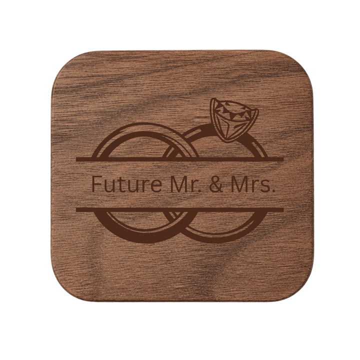 Personalized Wooden Ring Box – Custom Laser Engraved Double Slot Wedding &amp; Engagement Ring Holder