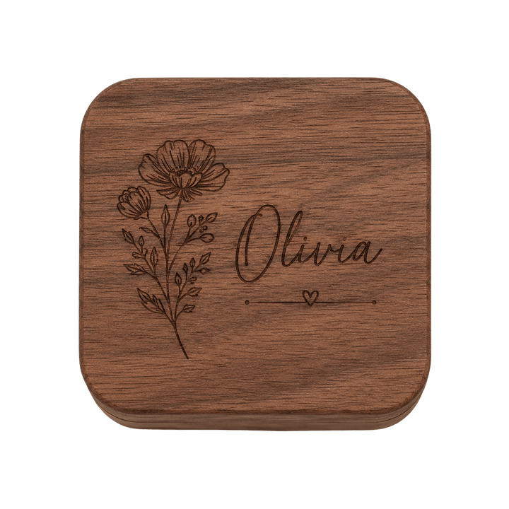 Personalized Wooden Ring Box – Custom Laser Engraved Double Slot Wedding &amp; Engagement Ring Holder