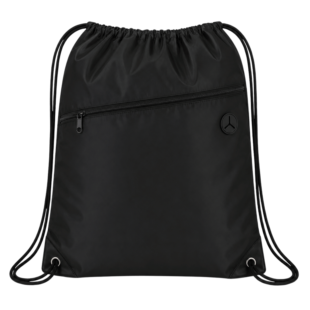 Personalized Oxford Drawstring Backpack with Laser Engraved Leather Patch