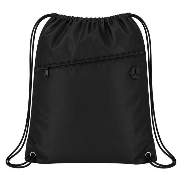 Personalized Oxford Drawstring Backpack with Laser Engraved Leather Patch