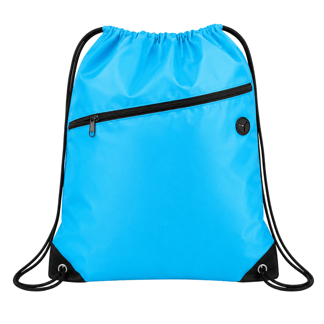 Personalized Oxford Drawstring Backpack with Laser Engraved Leather Patch