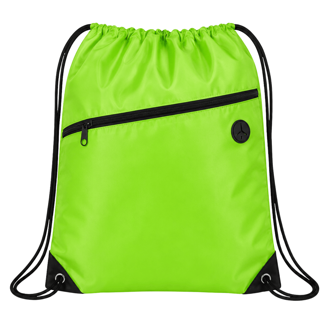 Personalized Oxford Drawstring Backpack with Laser Engraved Leather Patch