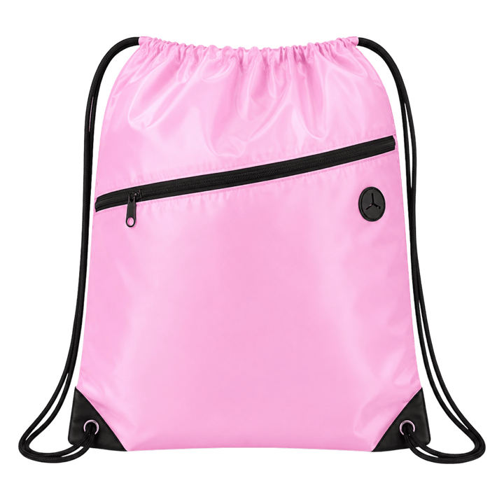 Personalized Oxford Drawstring Backpack with Laser Engraved Leather Patch