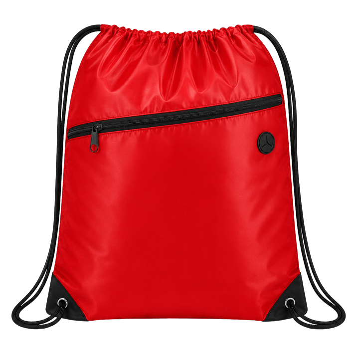 Personalized Oxford Drawstring Backpack with Laser Engraved Leather Patch