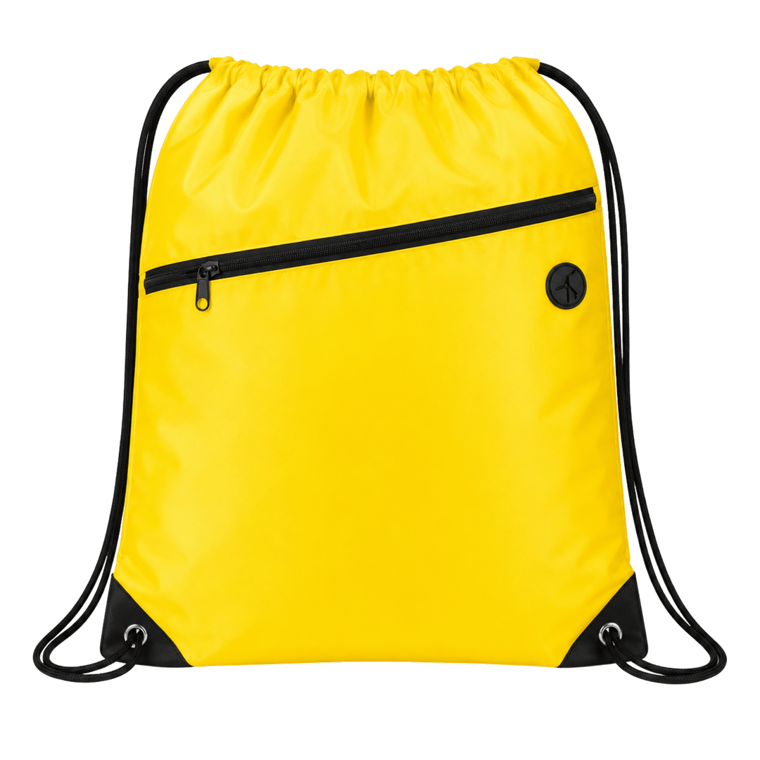 Personalized Oxford Drawstring Backpack with Laser Engraved Leather Patch