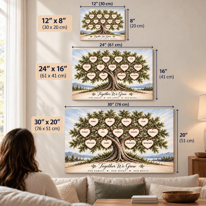 Personalized Family Tree Canvas – Custom Family Names Wall Art