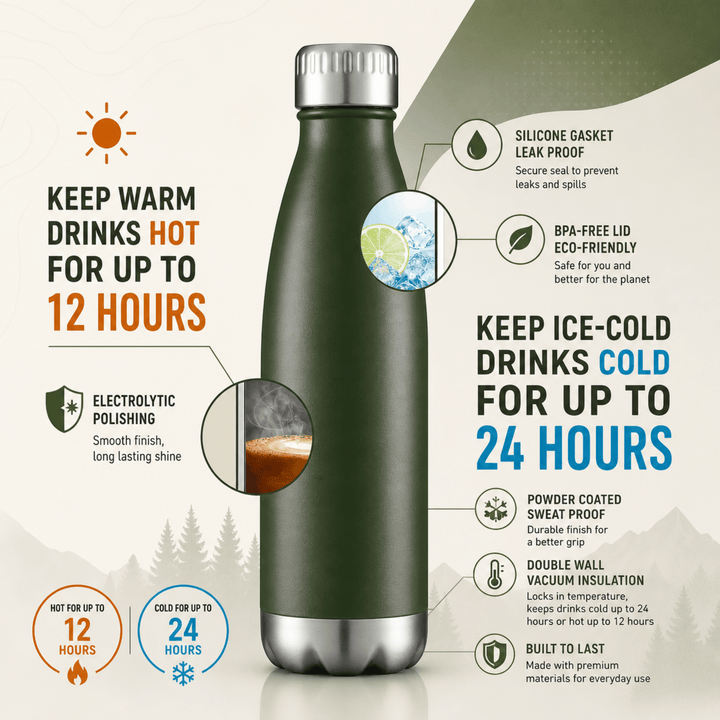Personalized Full Color UV Printed | 17 oz Vacuum Insulated Sports Water Bottle
