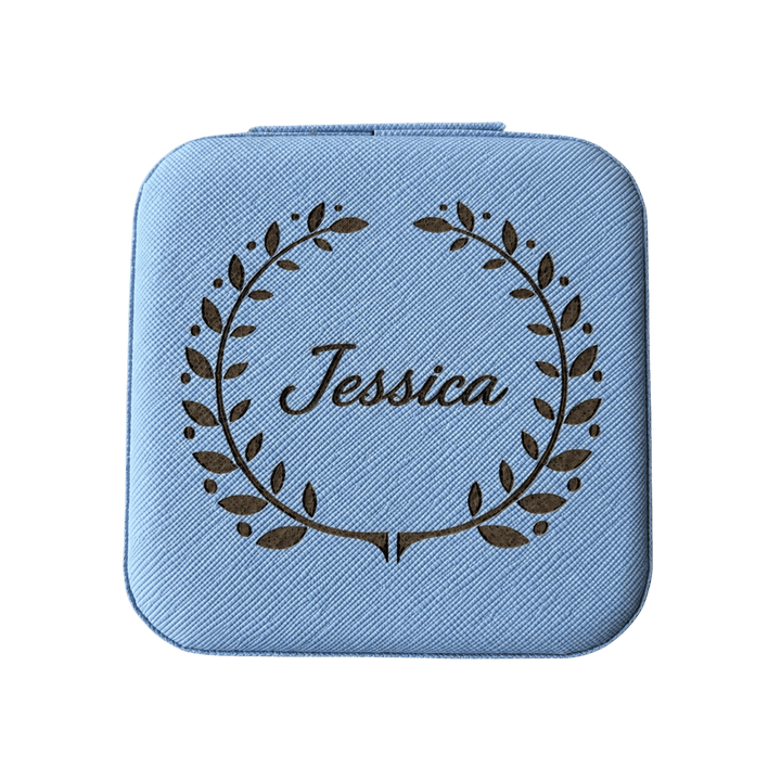 Personalized Travel Jewelry Case – Custom Laser Engraved PU Leather Jewelry Organizer for Rings, Earrings &amp; Necklaces
