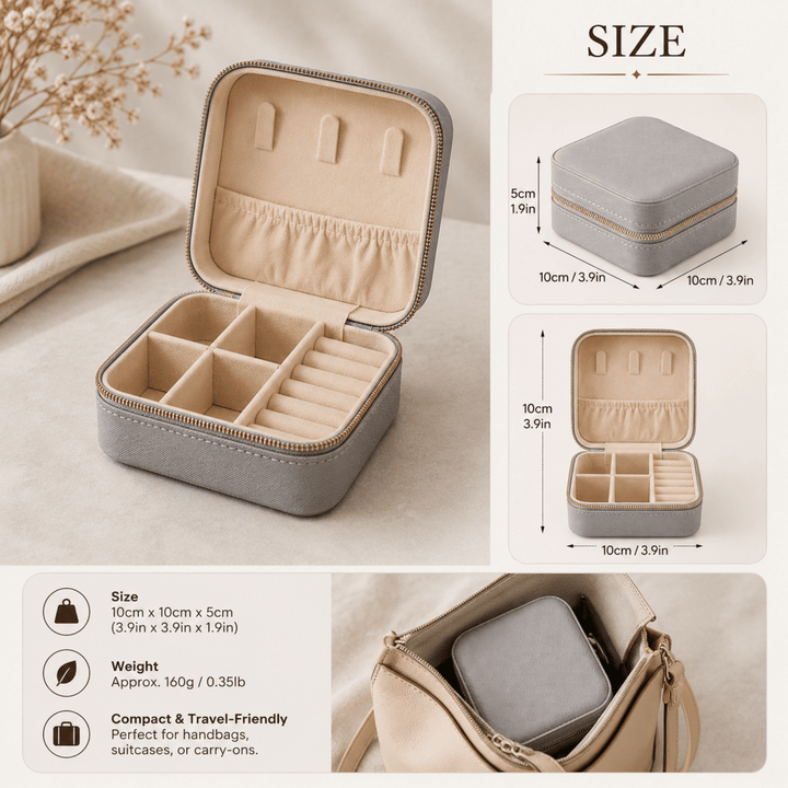 Personalized Travel Jewelry Case – Custom Laser Engraved PU Leather Jewelry Organizer for Rings, Earrings &amp; Necklaces