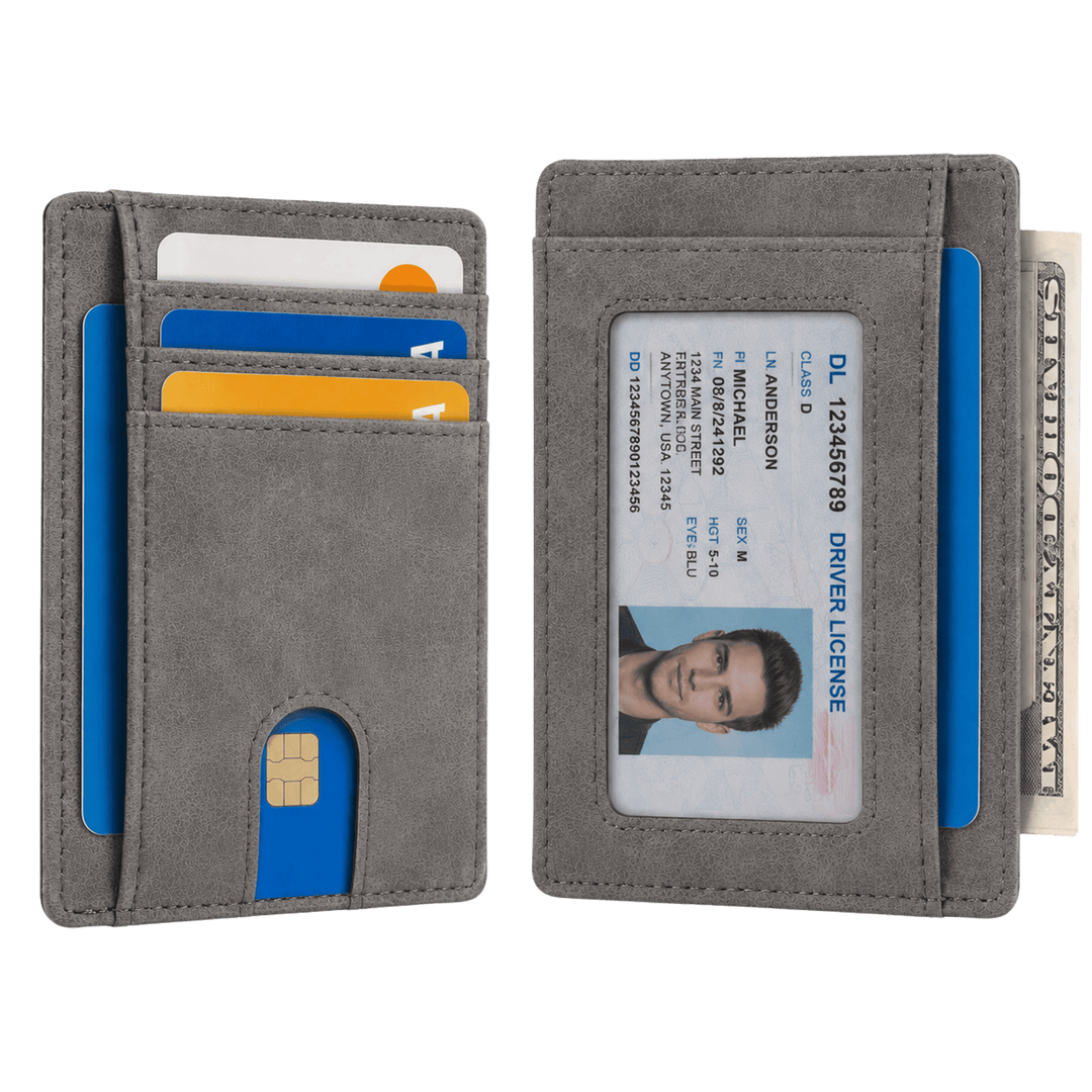 Personalized RFID Minimalist Wallet For Men | Custom Laser Engraved Leatherette Card Holder