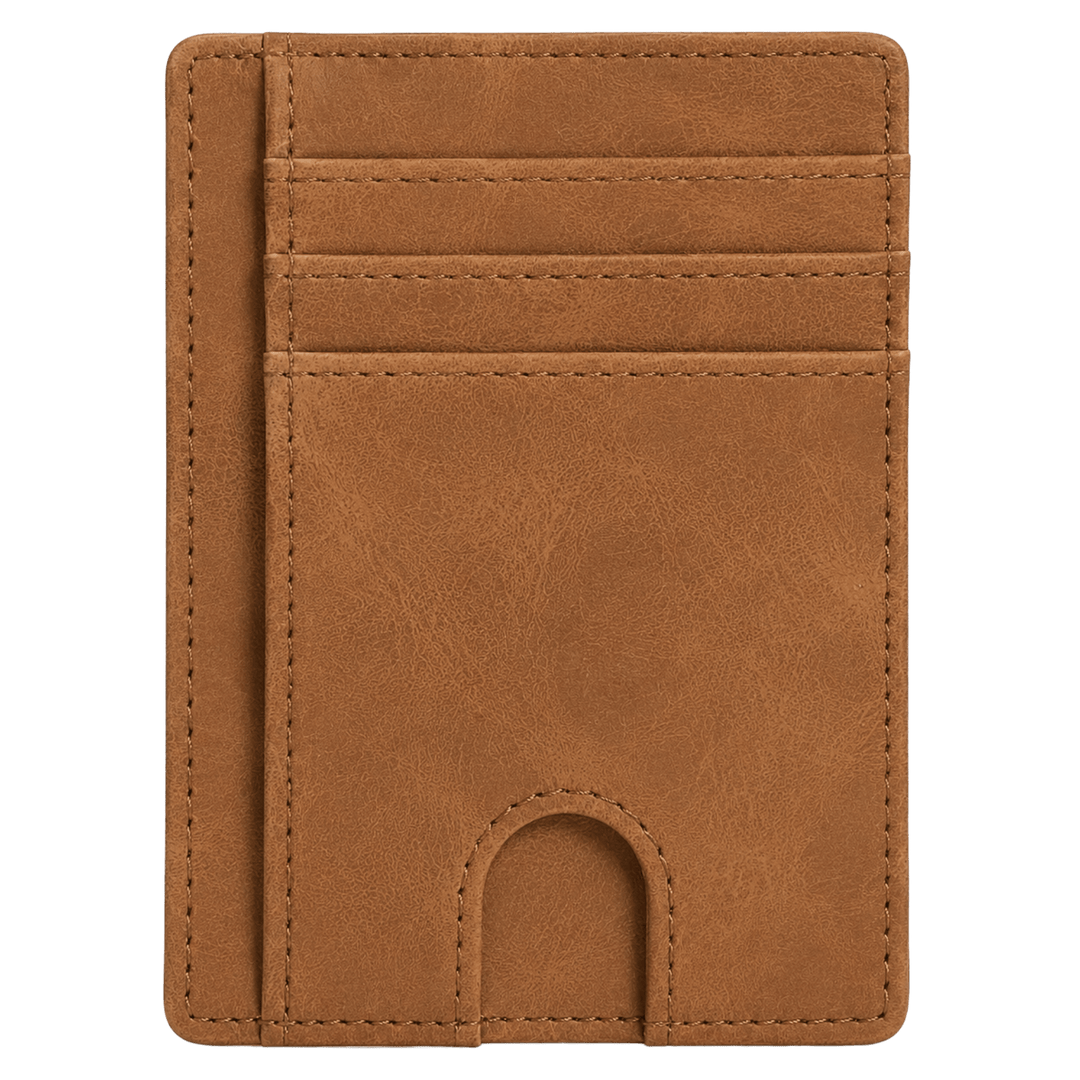 Personalized RFID Minimalist Wallet For Men | Custom Laser Engraved Leatherette Card Holder