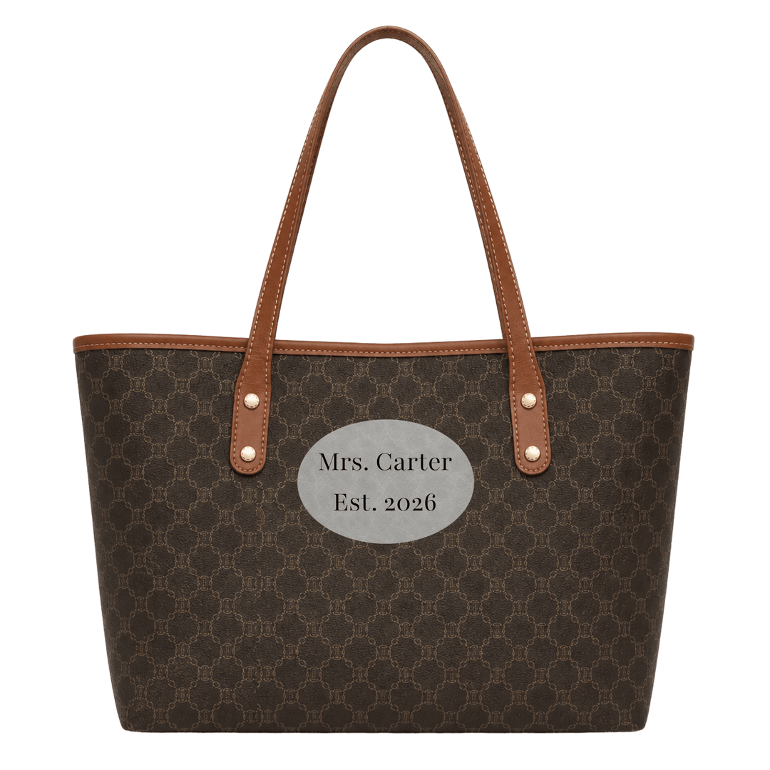 Personalized Vegan Leather Handbag with Custom Engraved Patch