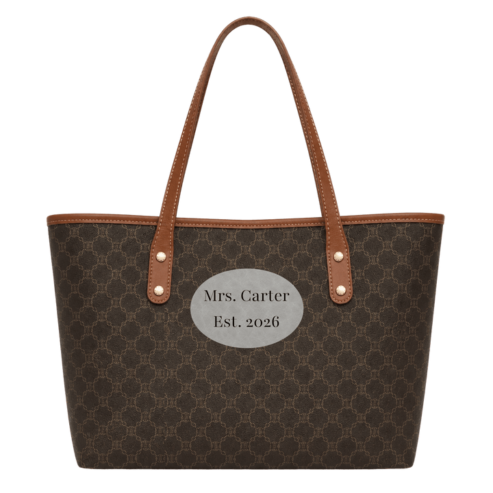 Personalized Vegan Leather Handbag with Custom Engraved Patch