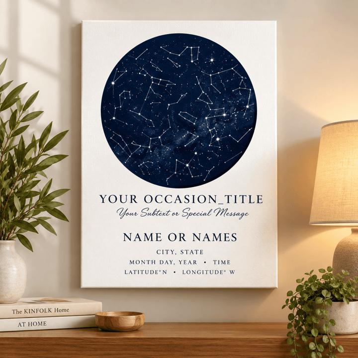 Personalized Star Map Canvas – Custom Night Sky Constellation by Date &amp; Location
