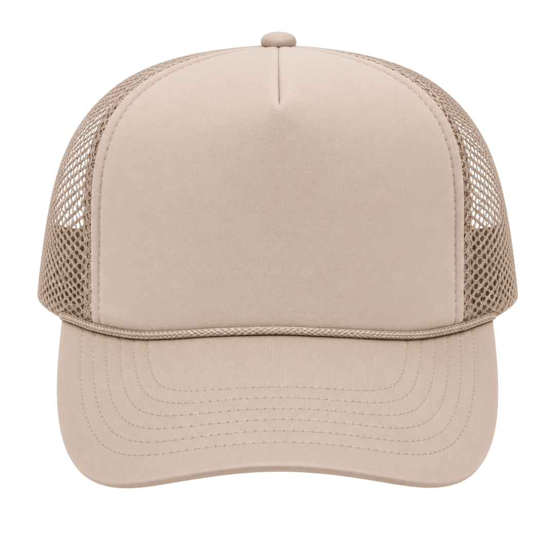 Personalized OTTO CAP 5-Panel Mid Profile Mesh Back Trucker Hat – Custom Laser Engraved Leatherette Patch Snapback