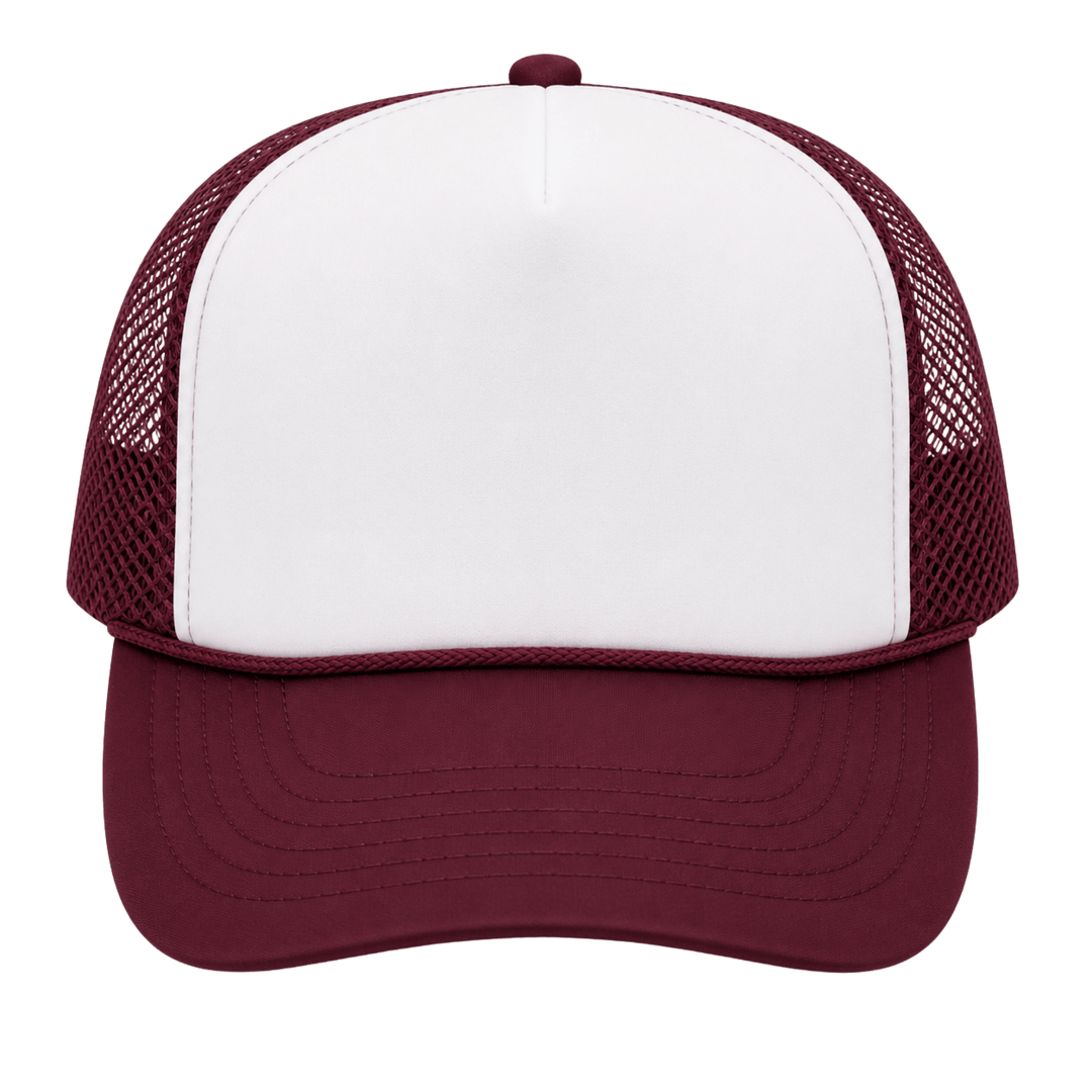 Personalized OTTO CAP 5-Panel Mid Profile Mesh Back Trucker Hat – Custom Laser Engraved Leatherette Patch Snapback
