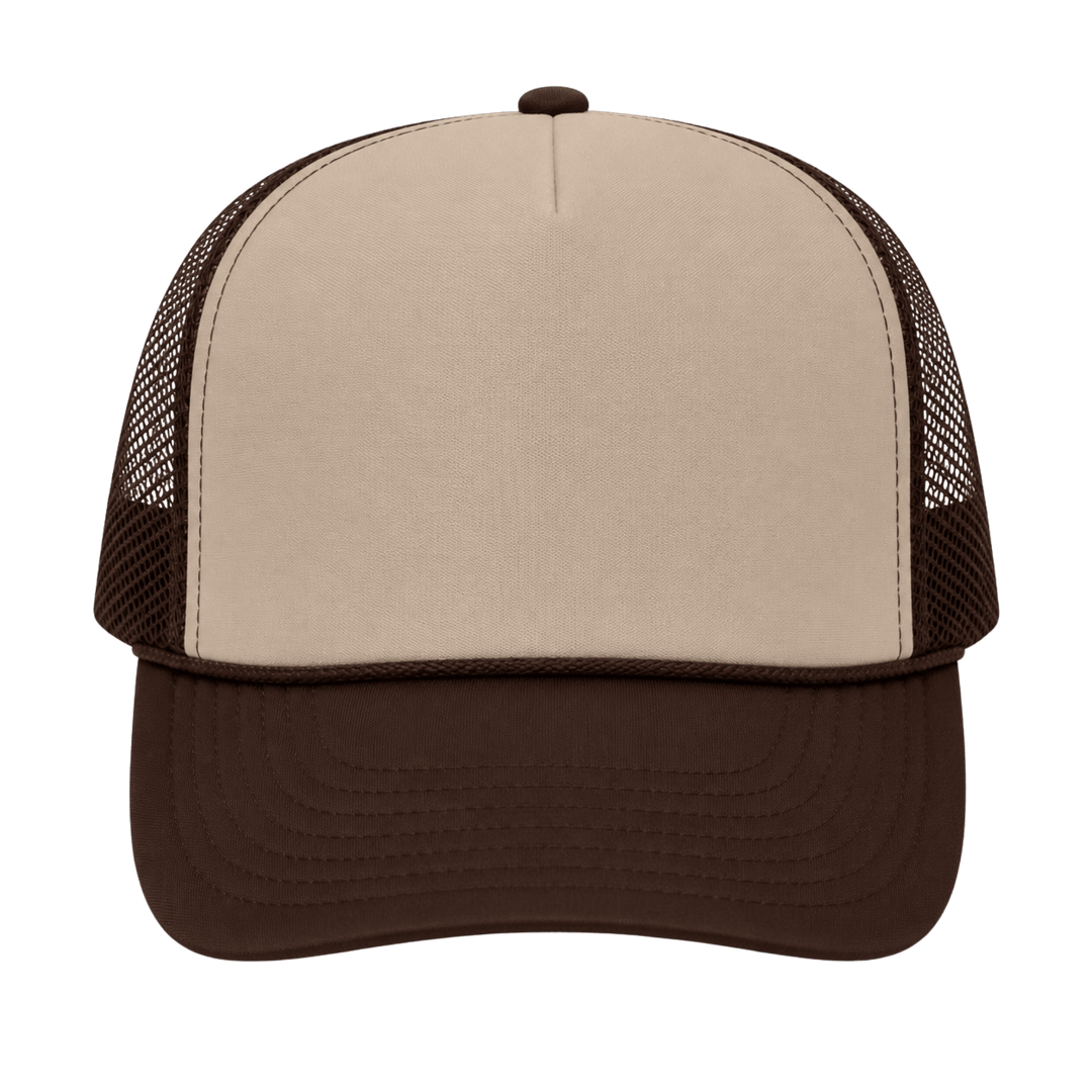 Personalized OTTO CAP 5-Panel Mid Profile Mesh Back Trucker Hat – Custom Laser Engraved Leatherette Patch Snapback