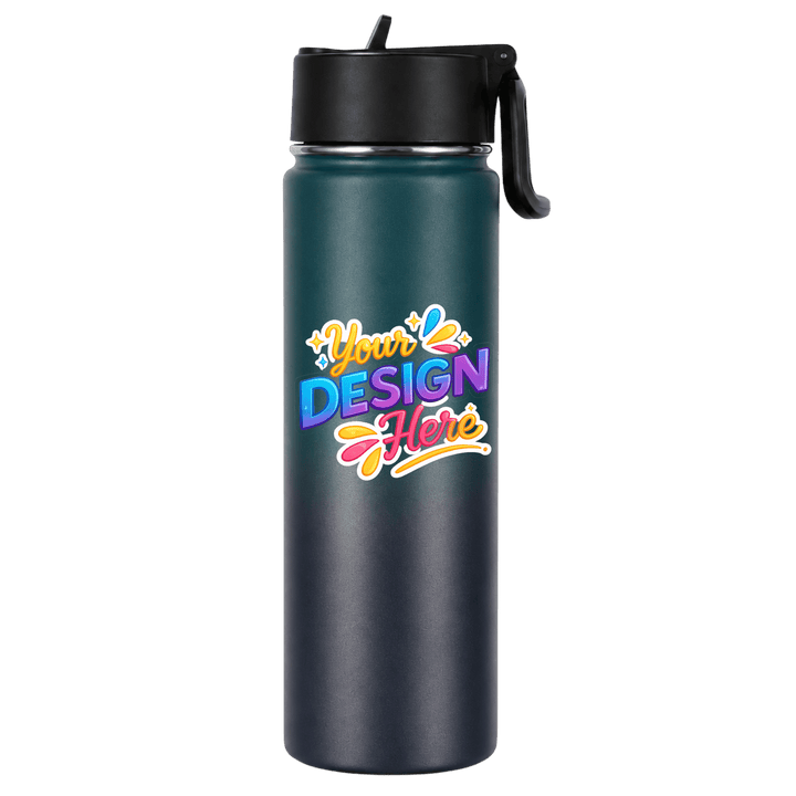 Custom Full Color UV Printed 22 oz Stainless Steel Water Bottle with Straw &amp; Carry Handle