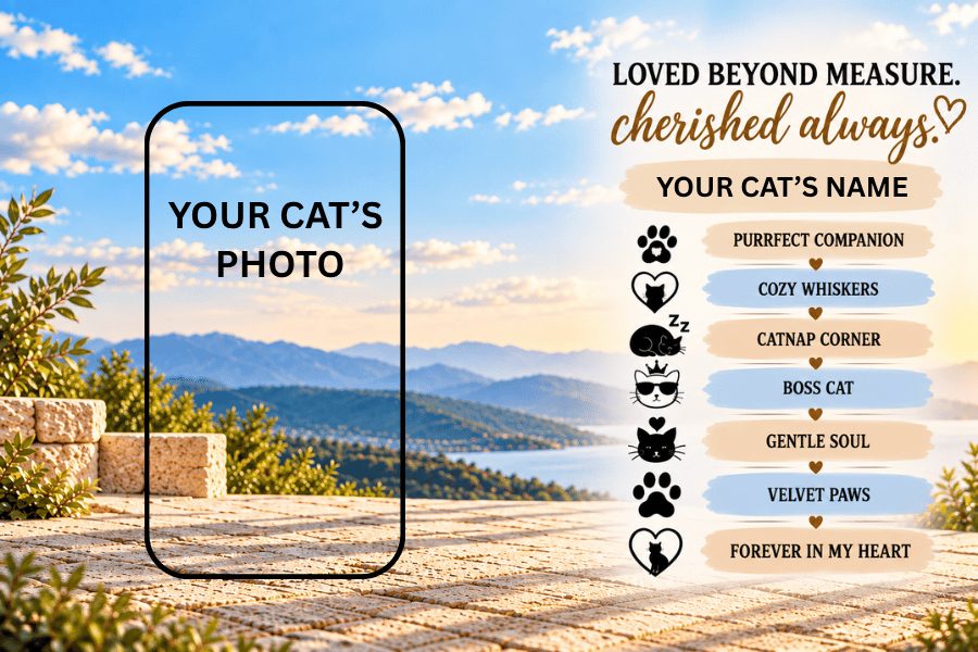 Personalized Cat Portrait Canvas | Custom Cat Photo &amp; Name Wall Art