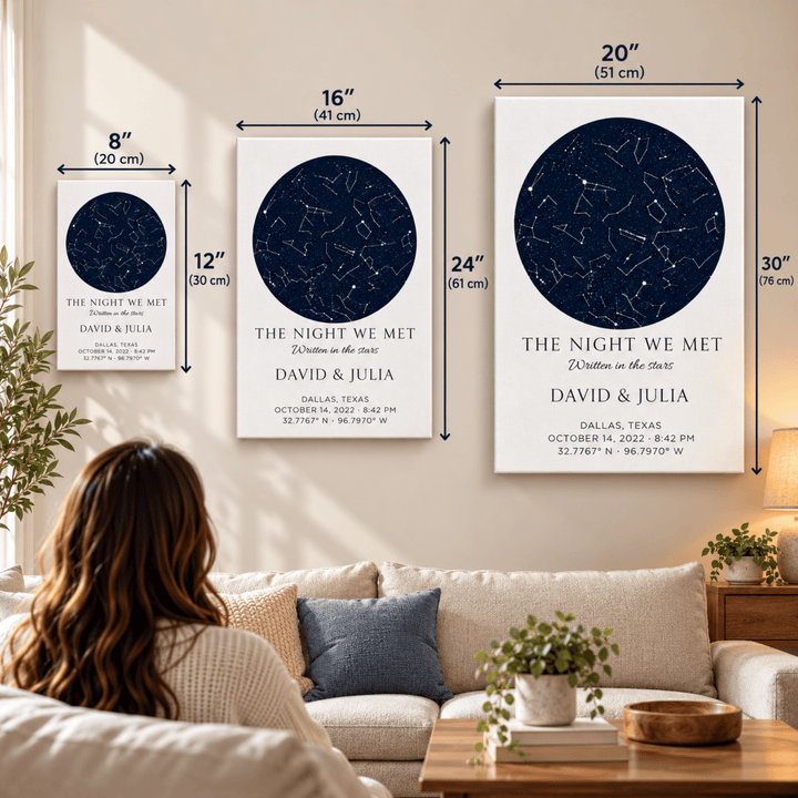 Personalized Star Map Canvas – Custom Night Sky Constellation by Date &amp; Location