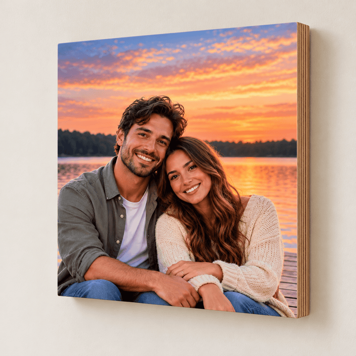 Personalized Photo on Baltic Birch Wood Block – Premium Matte Finish, 3/4" Thick, Ready to Hang