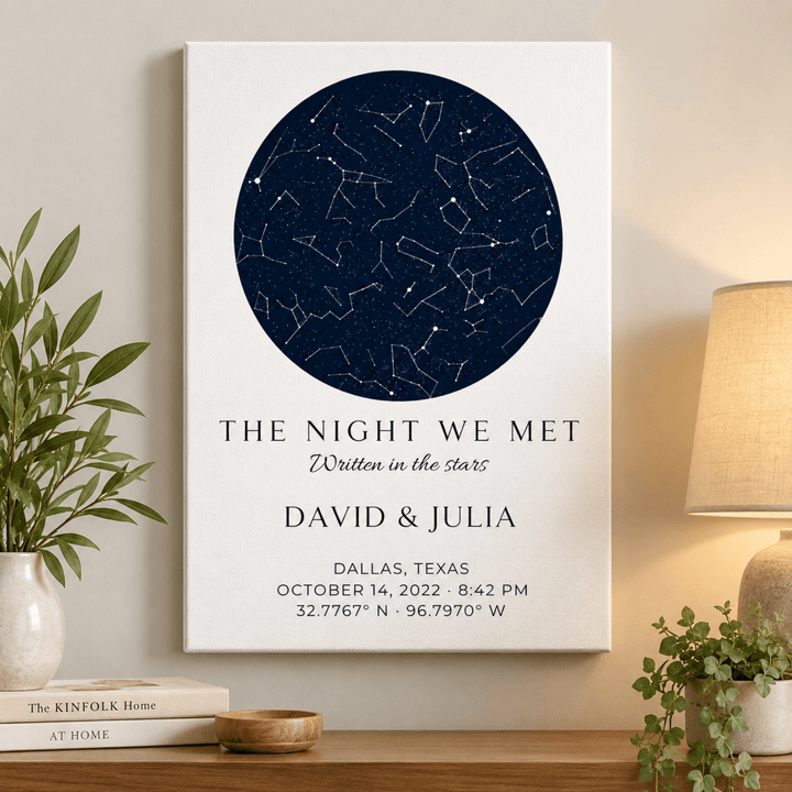 Personalized Star Map Canvas – Custom Night Sky Constellation by Date &amp; Location