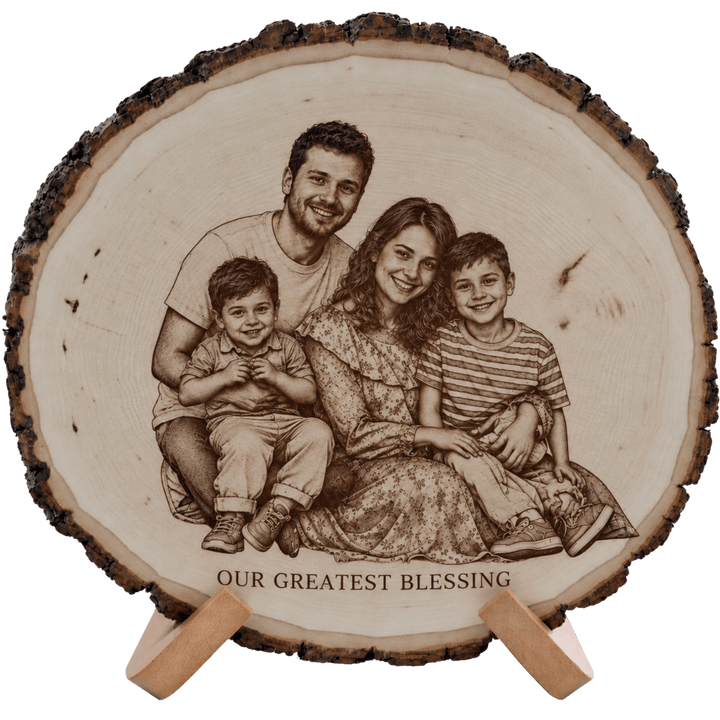 Personalized Oval Wood Photo Plaque | Laser Engraved | Natural Basswood